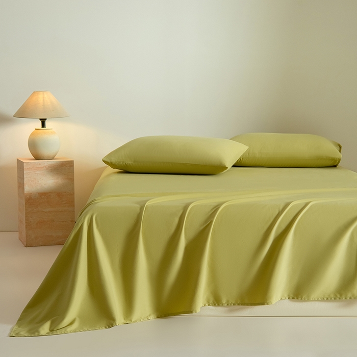 91家纺网 家纺一手货源 找家纺 Mr.pig猪先生水洗棉 2025新款A类50支双股全棉纯棉贡缎磨毛单床单 莫兰绿