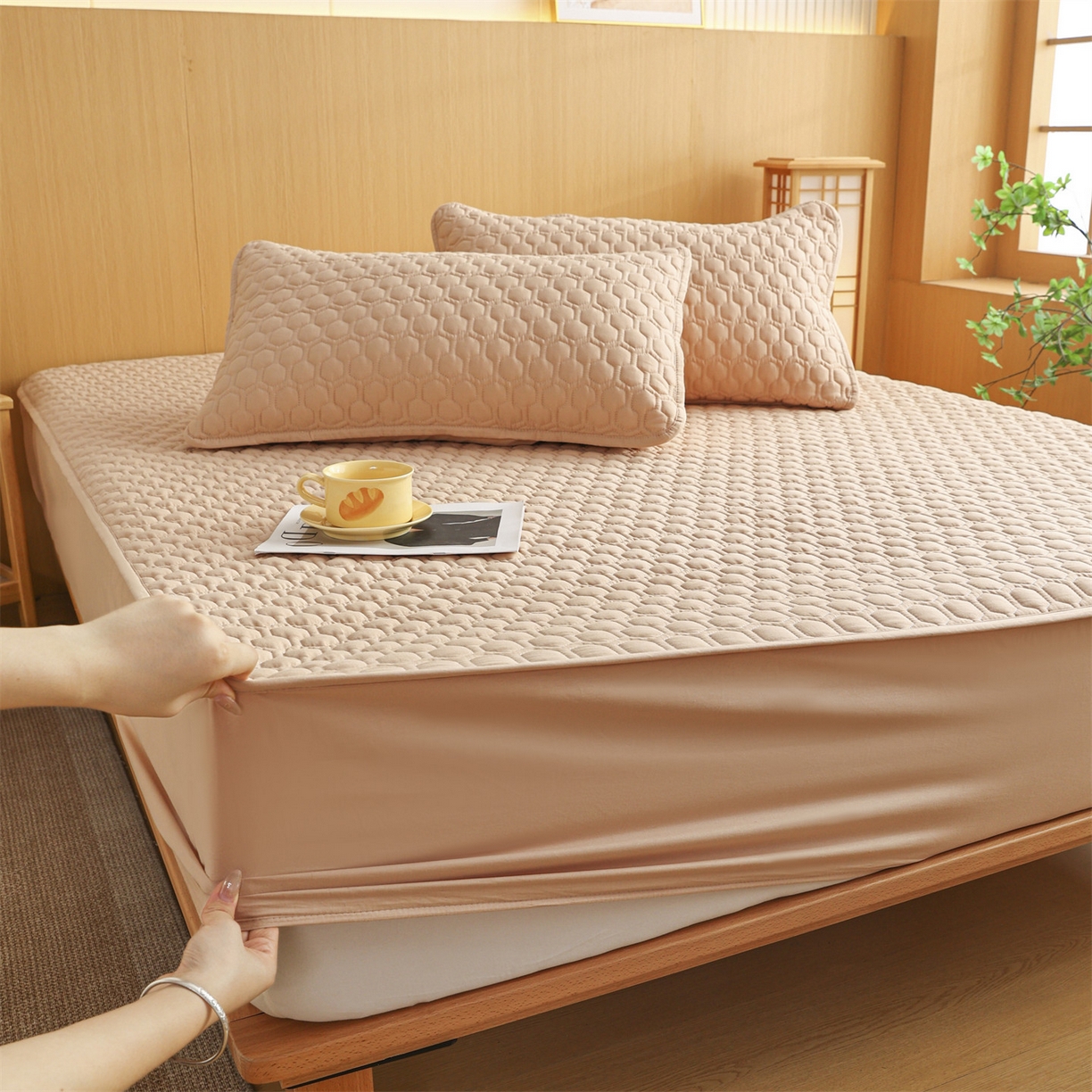 91家纺网 家纺一手货源 找家纺 （总）恒爱家纺 2025新款全棉绗绣单品床笠