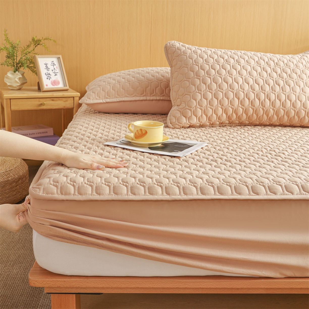 91家纺网 家纺一手货源 找家纺 （总）恒爱家纺 2025新款全棉绗绣单品床笠