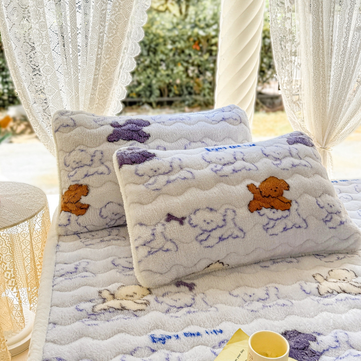 91家纺网 家纺一手货源 找家纺 LIFE.丽芙 2025秋冬新款A类北极绒保暖加厚夹棉枕套 追逐-蓝