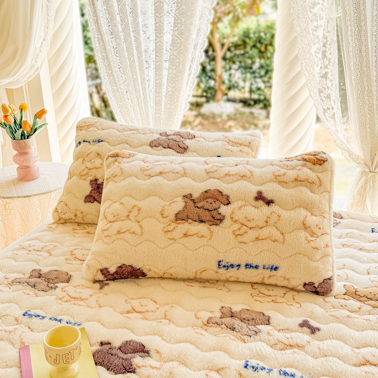 LIFE.丽芙 2025秋冬新款A类北极绒保暖加厚夹棉枕套 追逐-黄