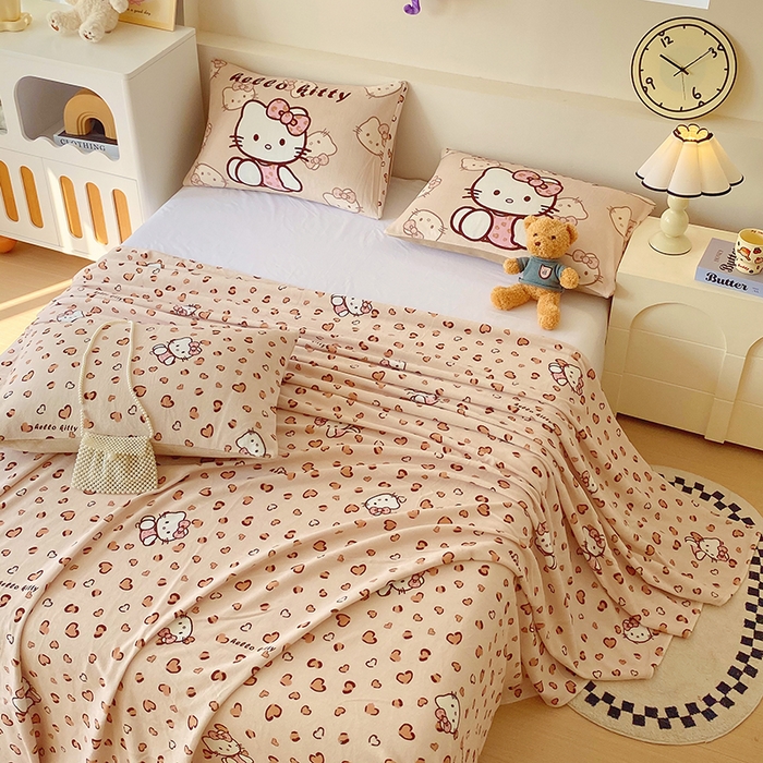 91家纺网 家纺一手货源 找家纺 葡萄家 2025年新款牛奶绒印花单床单萌系卡通床单款 豹纹猫