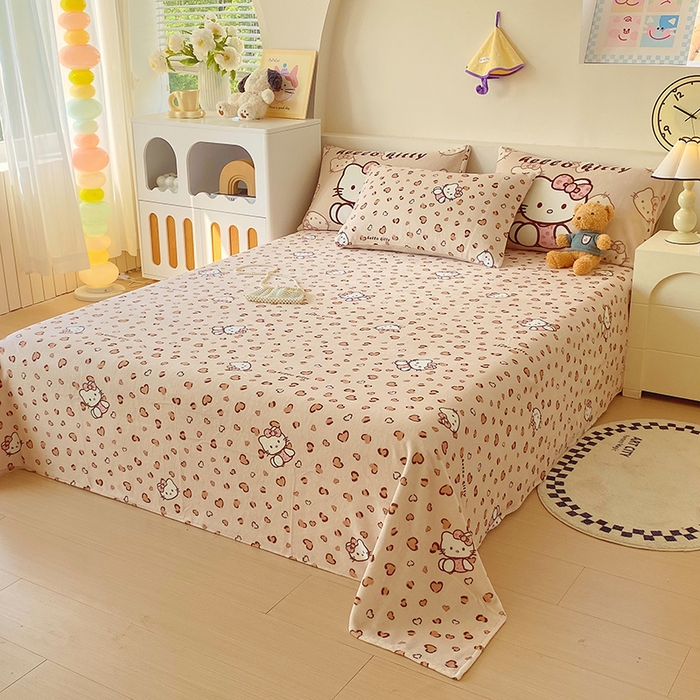 91家纺网 家纺一手货源 找家纺 葡萄家 2025年新款牛奶绒印花单床单萌系卡通床单款 豹纹猫