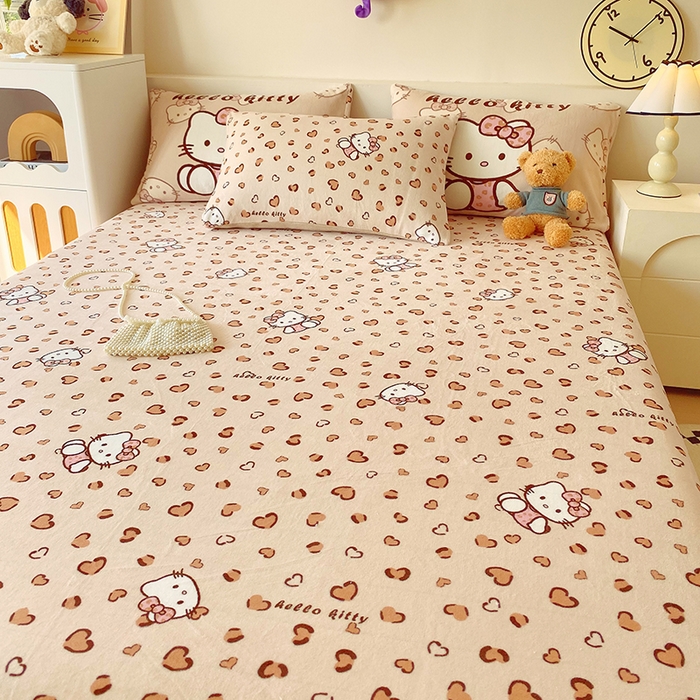 91家纺网 家纺一手货源 找家纺 葡萄家 2025年新款牛奶绒印花单床单萌系卡通床单款 豹纹猫