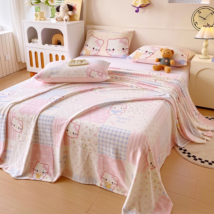 葡萄家 2025年新款牛奶绒印花单床单萌系卡通床单款 布丁猫