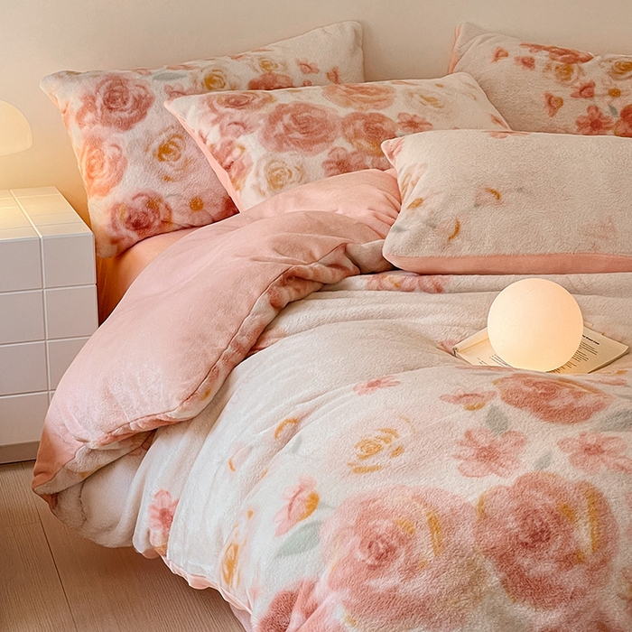 91家纺网 家纺一手货源 找家纺 （总）安哆啦家纺 2025新款高克重兔毛绒印花牛奶绒四件套