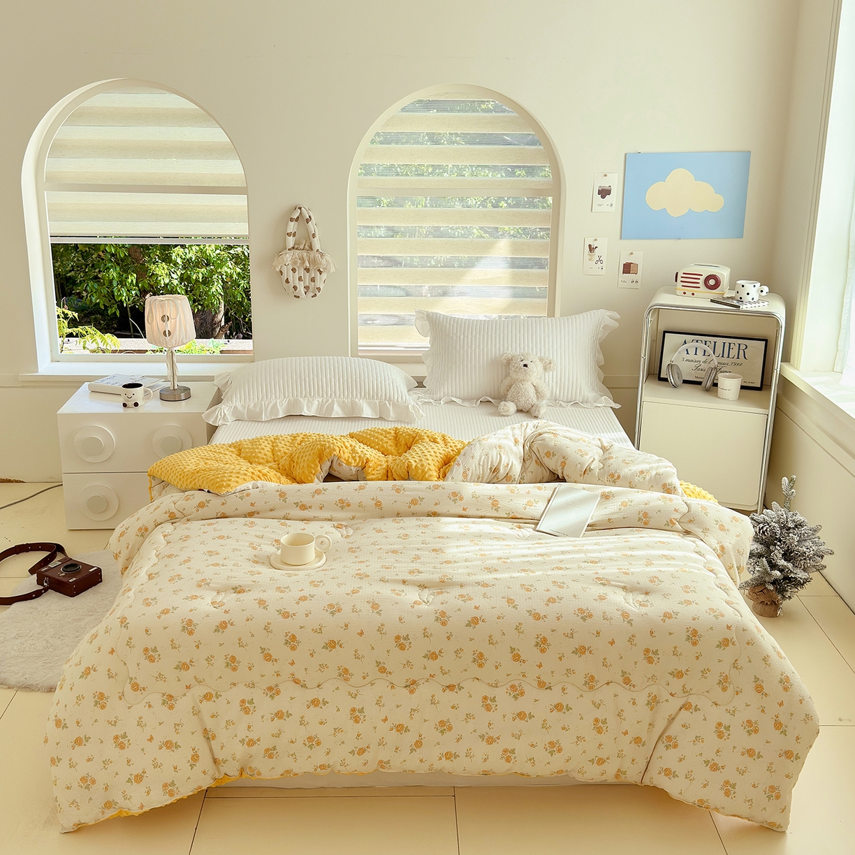 91家纺网 家纺一手货源 找家纺 梵克保罗 2025新款印花豆豆被子被芯 花雾