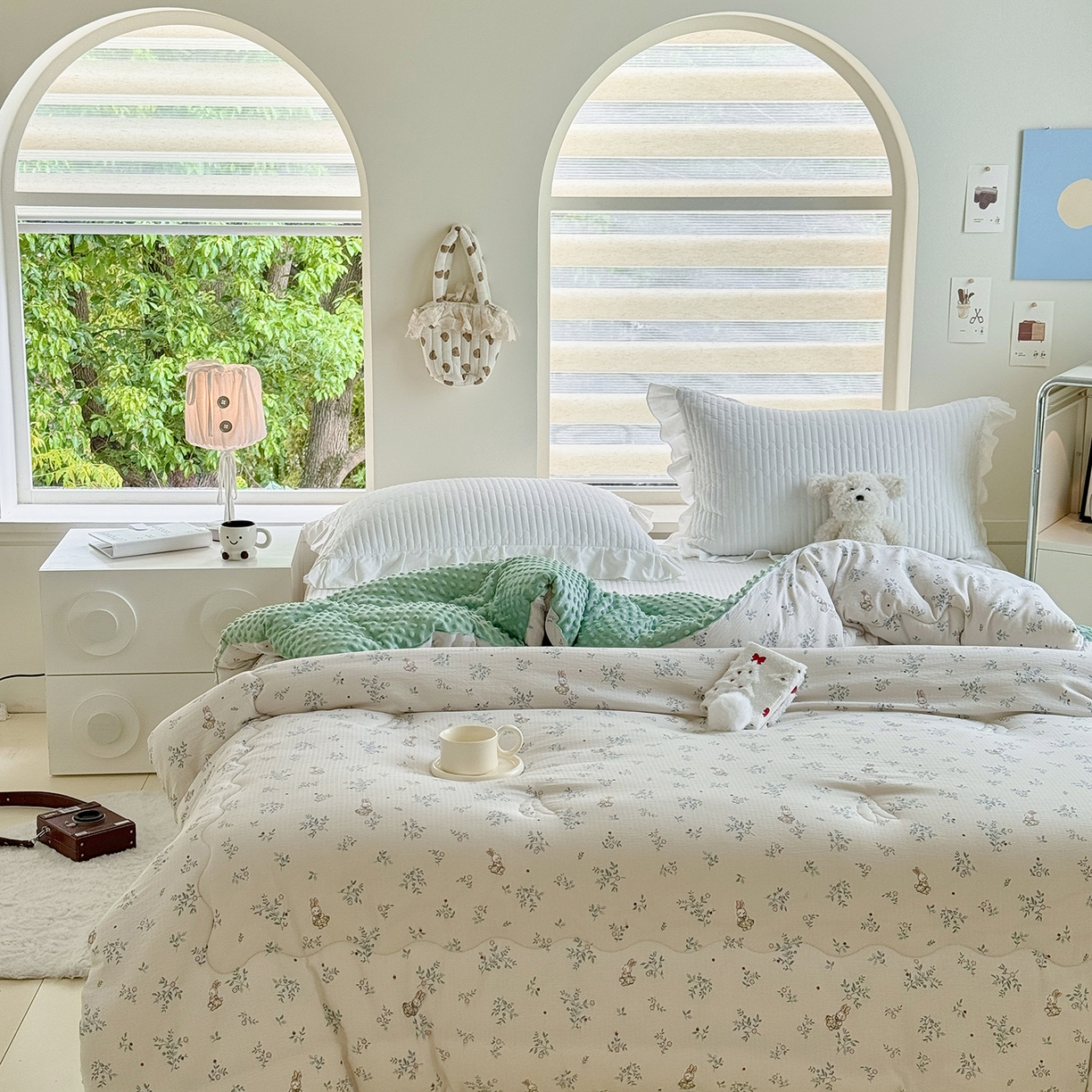 91家纺网 家纺一手货源 找家纺 梵克保罗 2025新款印花豆豆被子被芯 兔跃青丛