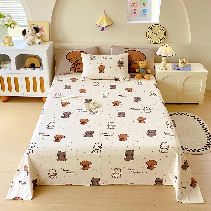 91家纺网 家纺一手货源 找家纺 葡萄家 2025年新款牛奶绒印花单床单萌系卡通床单款 动物乐园