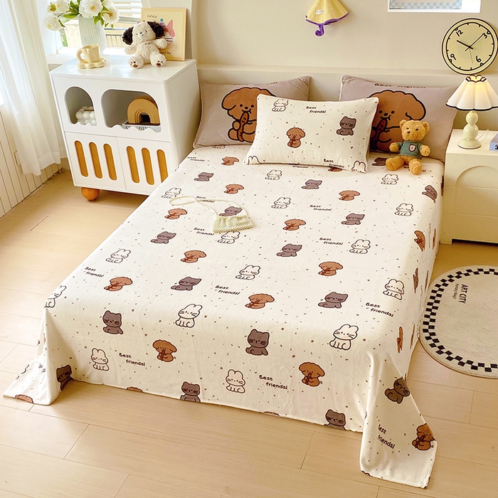 91家纺网 家纺一手货源 找家纺 葡萄家 2025年新款牛奶绒印花单床单萌系卡通床单款 动物乐园