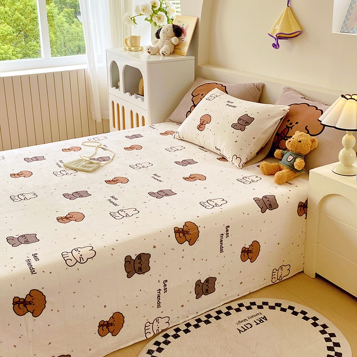 91家纺网 家纺一手货源 找家纺 葡萄家 2025年新款牛奶绒印花单床单萌系卡通床单款 动物乐园