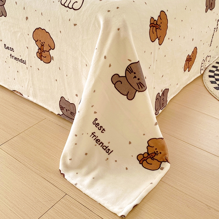 91家纺网 家纺一手货源 找家纺 葡萄家 2025年新款牛奶绒印花单床单萌系卡通床单款 动物乐园