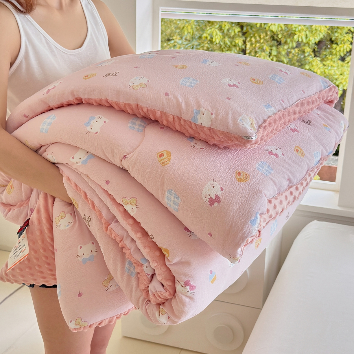 91家纺网 家纺一手货源 找家纺 梵克保罗 2025新款印花豆豆被子被芯 蝴蝶结kt