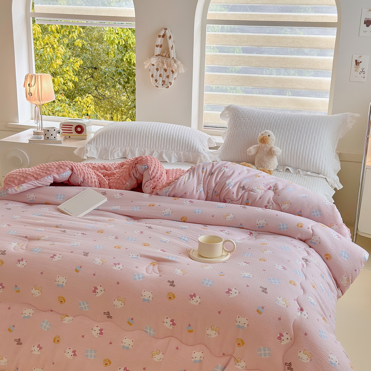 91家纺网 家纺一手货源 找家纺 梵克保罗 2025新款印花豆豆被子被芯 蝴蝶结kt