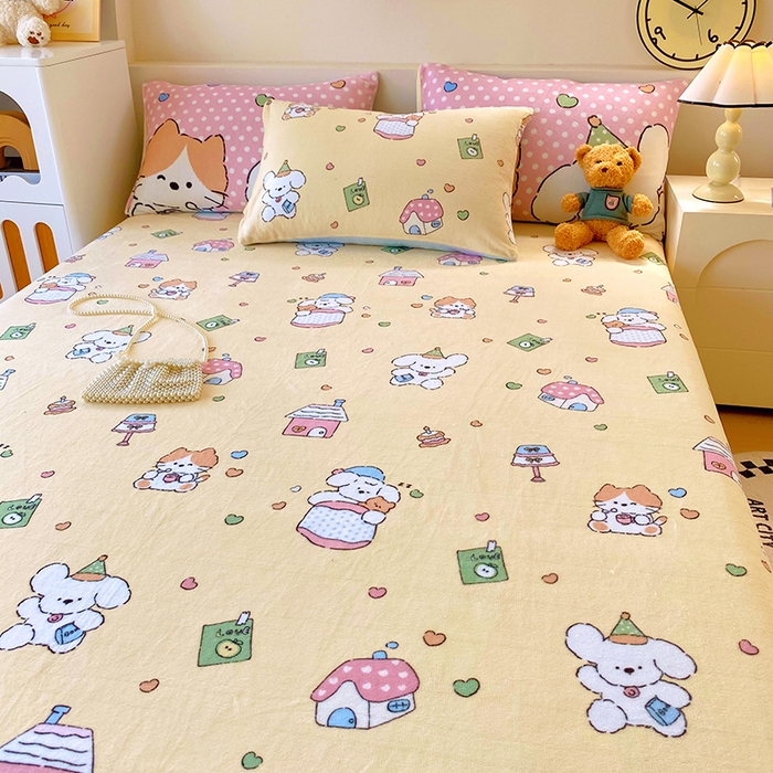 91家纺网 家纺一手货源 找家纺 葡萄家 2025年新款牛奶绒印花单床单萌系卡通床单款 卡通乐园