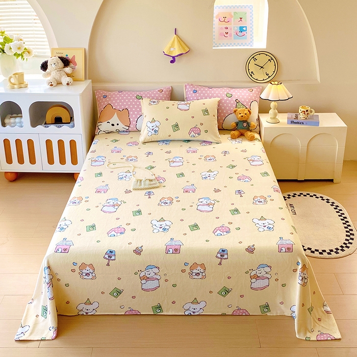 91家纺网 家纺一手货源 找家纺 葡萄家 2025年新款牛奶绒印花单床单萌系卡通床单款 卡通乐园