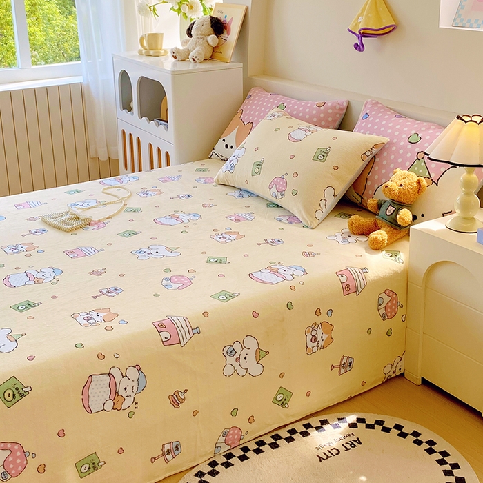 91家纺网 家纺一手货源 找家纺 葡萄家 2025年新款牛奶绒印花单床单萌系卡通床单款 卡通乐园