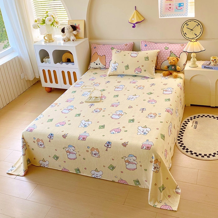 91家纺网 家纺一手货源 找家纺 葡萄家 2025年新款牛奶绒印花单床单萌系卡通床单款 卡通乐园