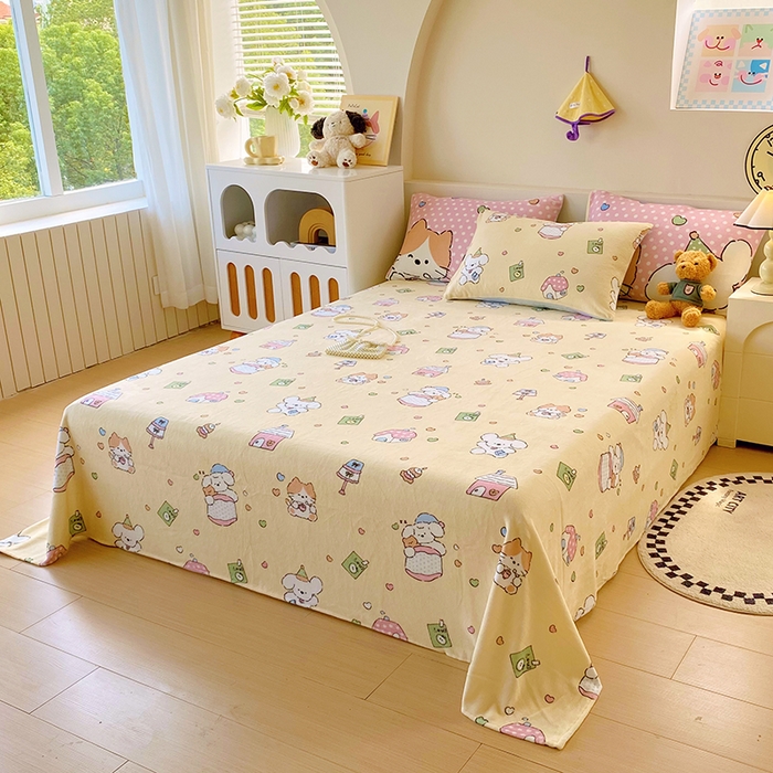 91家纺网 家纺一手货源 找家纺 葡萄家 2025年新款牛奶绒印花单床单萌系卡通床单款 卡通乐园