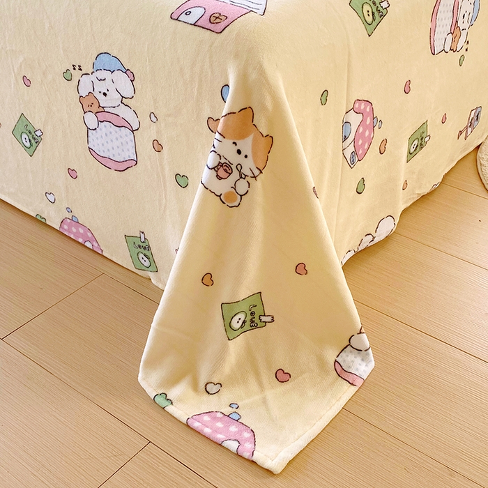 91家纺网 家纺一手货源 找家纺 葡萄家 2025年新款牛奶绒印花单床单萌系卡通床单款 卡通乐园