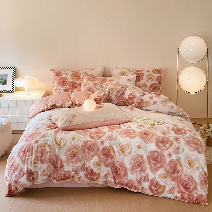 91家纺网 家纺一手货源 找家纺 （总）安哆啦家纺 2025新款高克重兔毛绒印花牛奶绒四件套