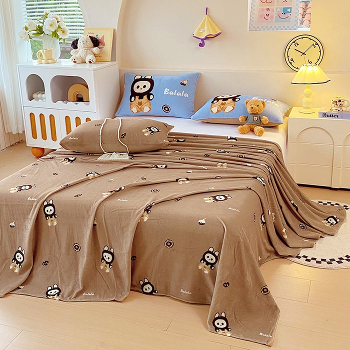 葡萄家 2025年新款牛奶绒印花单床单萌系卡通床单款 拉蒙