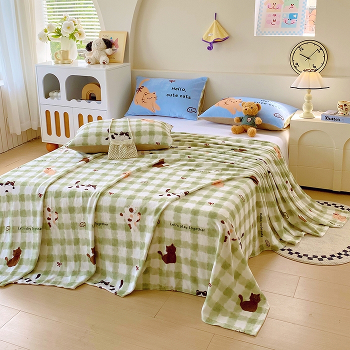 91家纺网 家纺一手货源 找家纺 葡萄家 2025年新款牛奶绒印花单床单萌系卡通床单款 莫妮卡