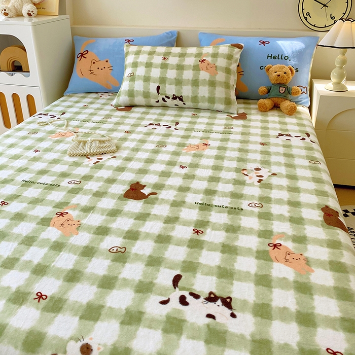 91家纺网 家纺一手货源 找家纺 葡萄家 2025年新款牛奶绒印花单床单萌系卡通床单款 莫妮卡