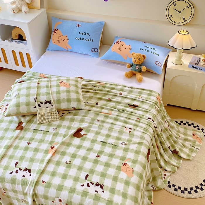 91家纺网 家纺一手货源 找家纺 葡萄家 2025年新款牛奶绒印花单床单萌系卡通床单款 莫妮卡