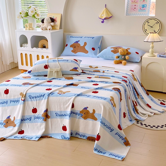 葡萄家 2025年新款牛奶绒印花单床单萌系卡通床单款 俏皮狗