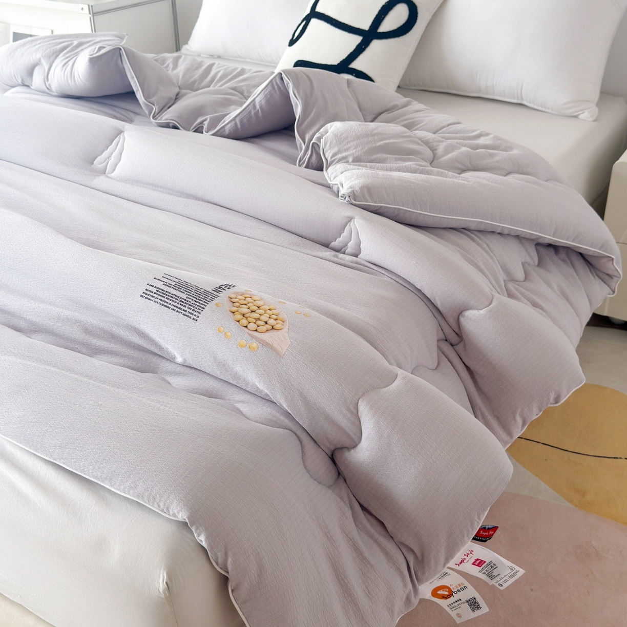 91家纺网 家纺一手货源 找家纺 梵克保罗 2025新款大豆贴贴子母被子被芯 贴贴被-灰色