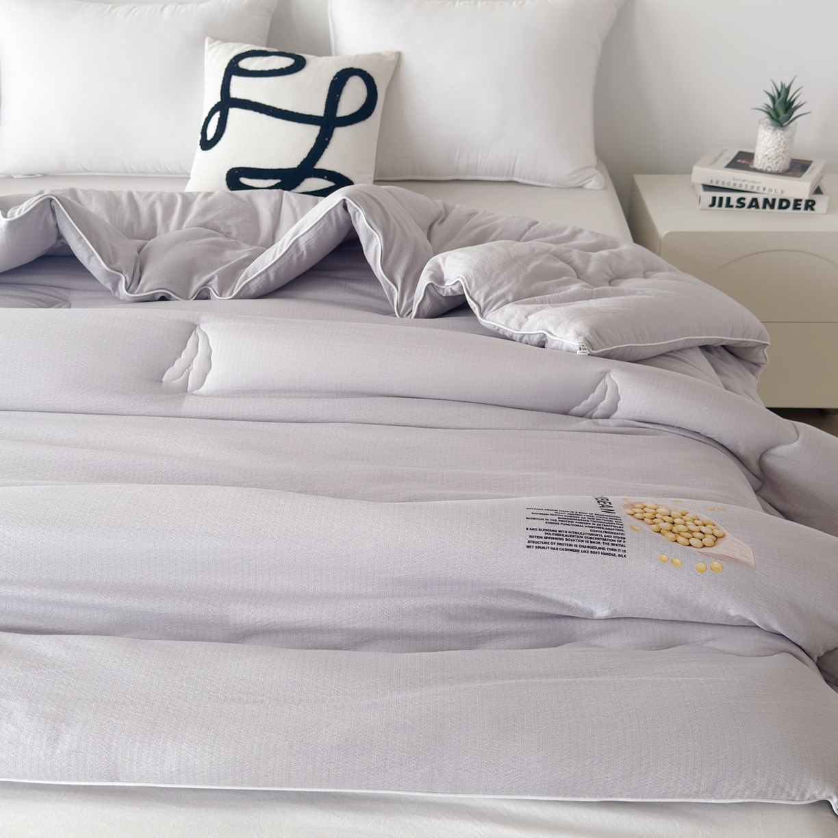 91家纺网 家纺一手货源 找家纺 梵克保罗 2025新款大豆贴贴子母被子被芯 贴贴被-灰色