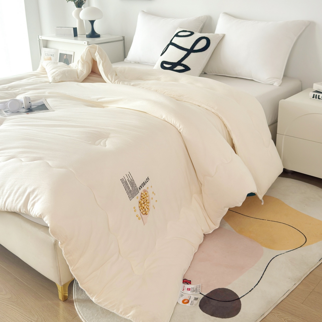 91家纺网 家纺一手货源 找家纺 梵克保罗 2025新款大豆贴贴子母被子被芯 贴贴被-米色