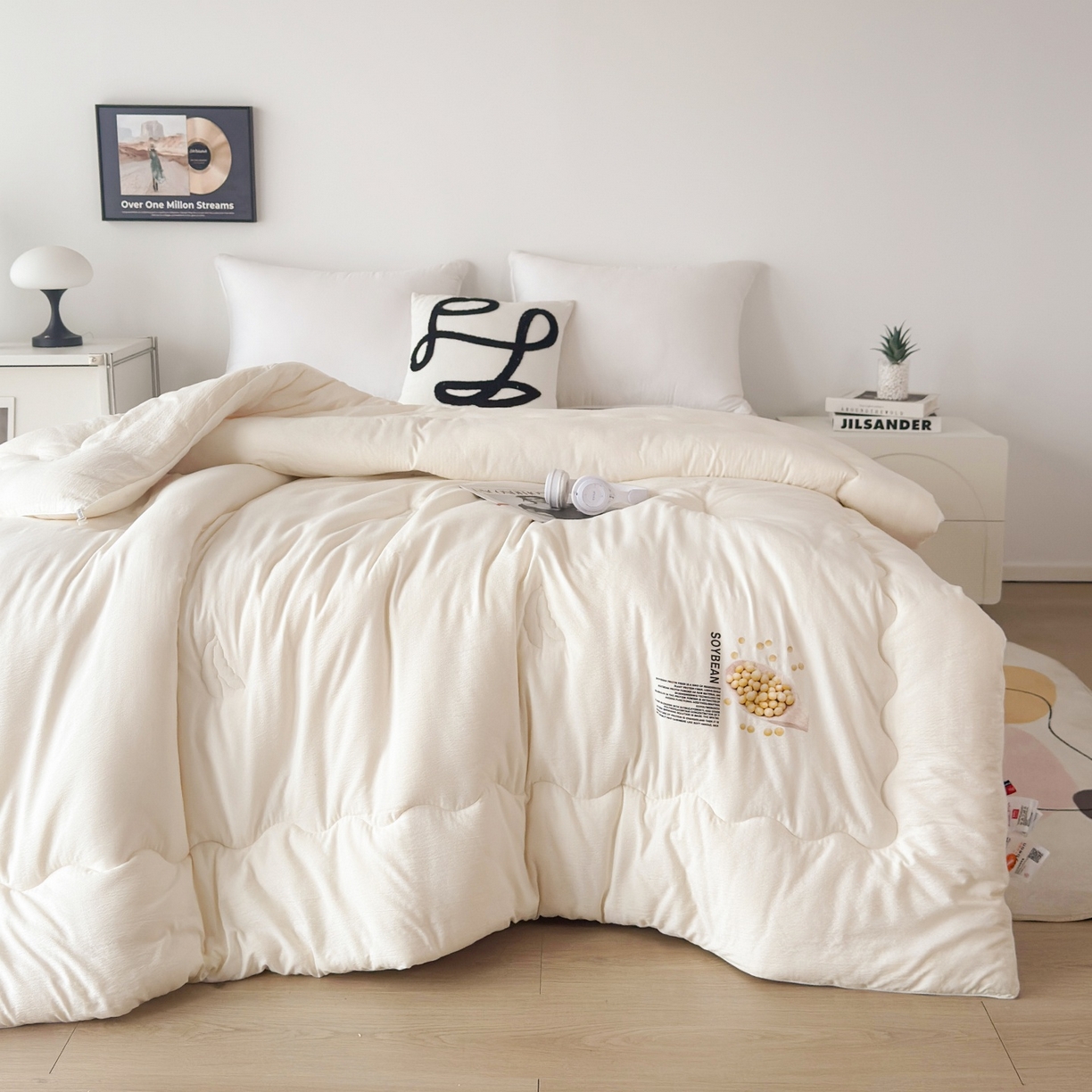 91家纺网 家纺一手货源 找家纺 梵克保罗 2025新款大豆贴贴子母被子被芯 贴贴被-米色