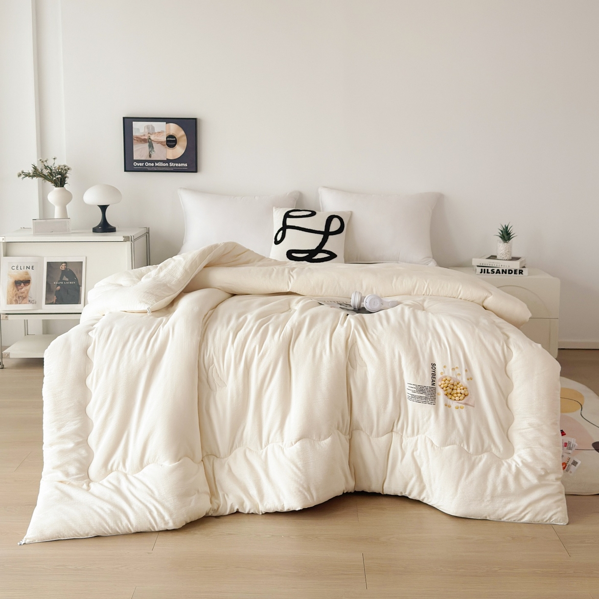 梵克保罗 2025新款大豆贴贴子母被子被芯 贴贴被-米色