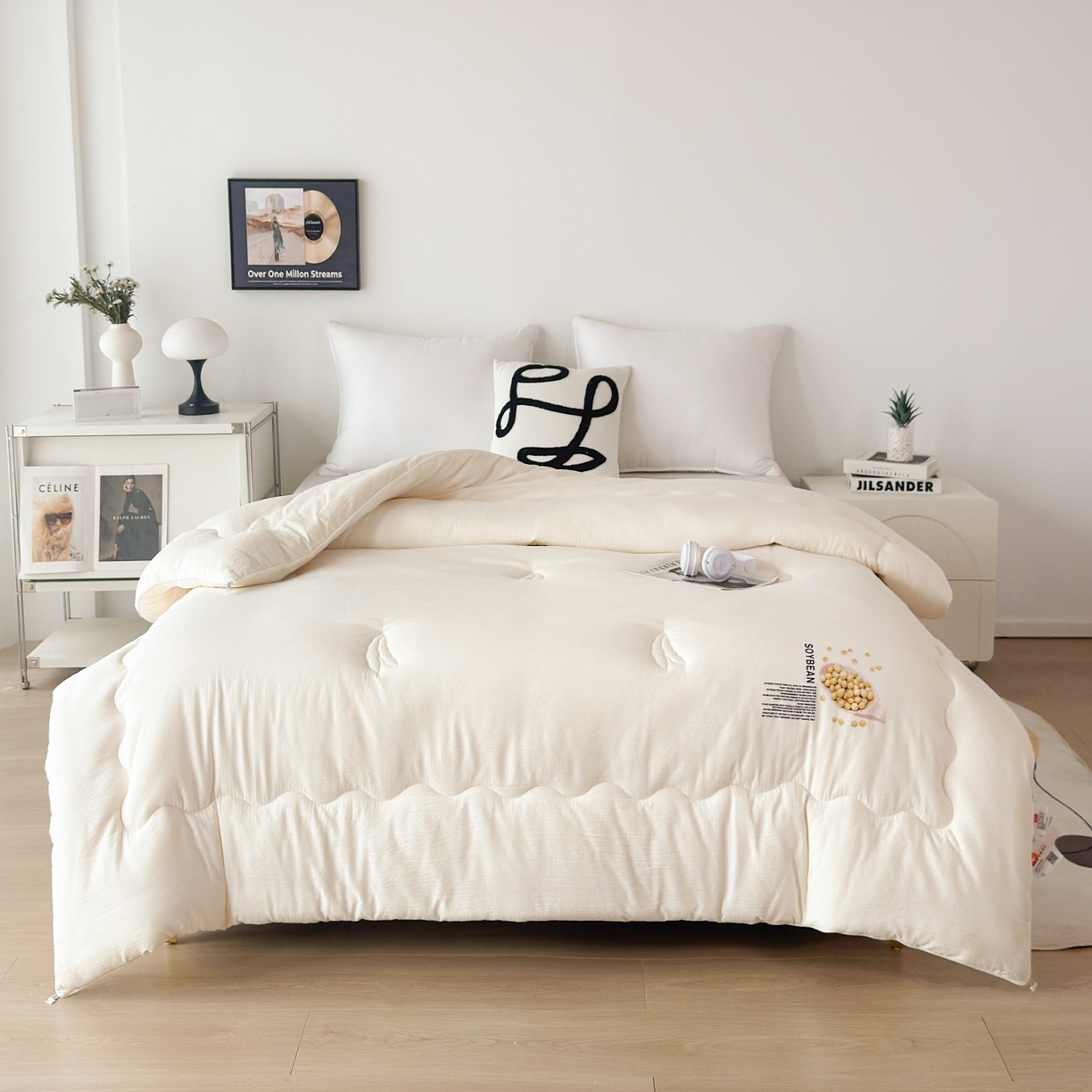 91家纺网 家纺一手货源 找家纺 梵克保罗 2025新款大豆贴贴子母被子被芯 贴贴被-米色