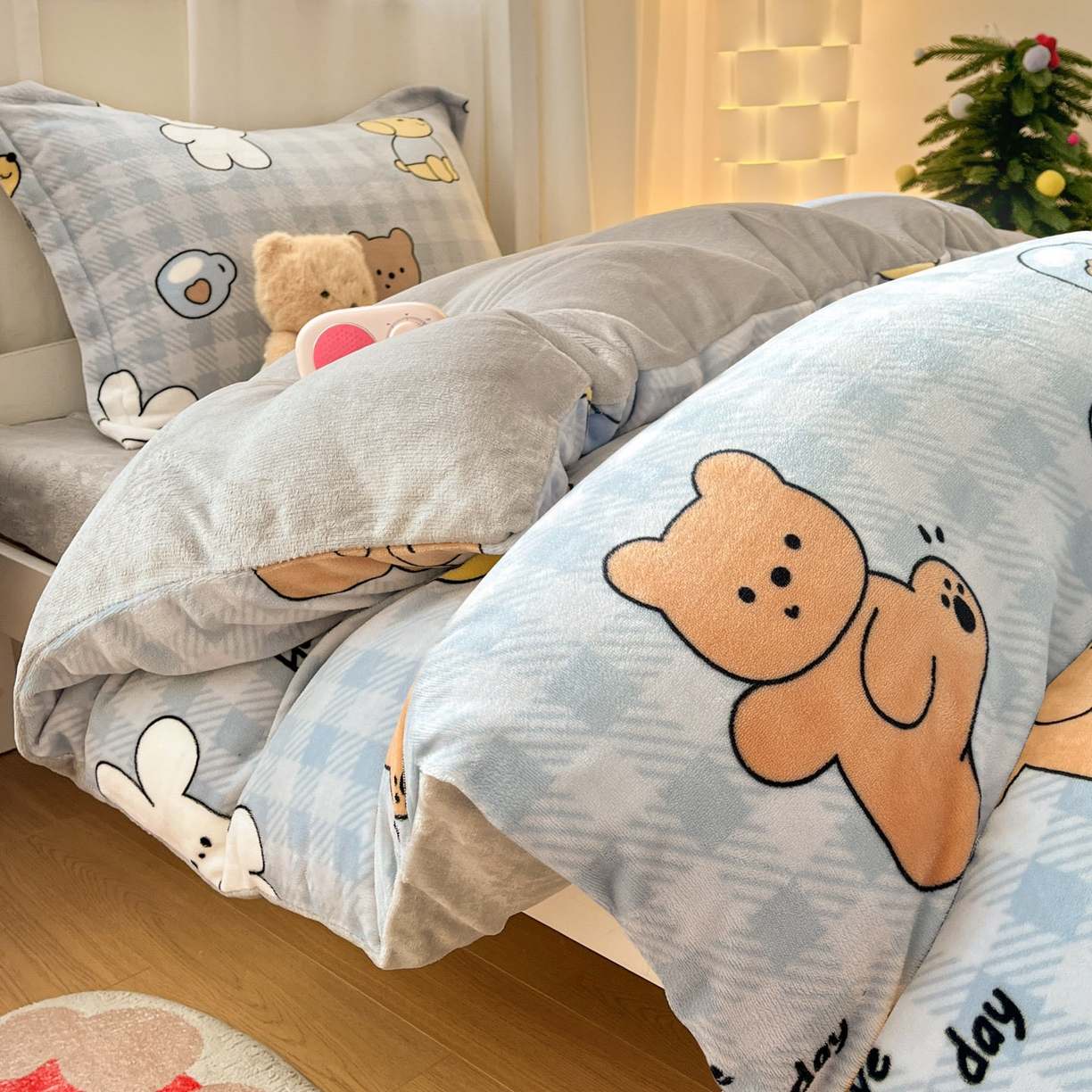 91家纺网 家纺一手货源 找家纺 （总）寻米 2025新款高克重加厚保暖牛奶绒床笠-宿舍图