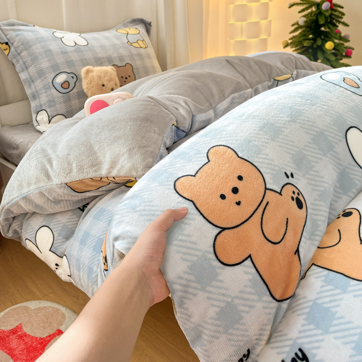 91家纺网 家纺一手货源 找家纺 （总）寻米 2025新款高克重加厚保暖牛奶绒床笠-宿舍图