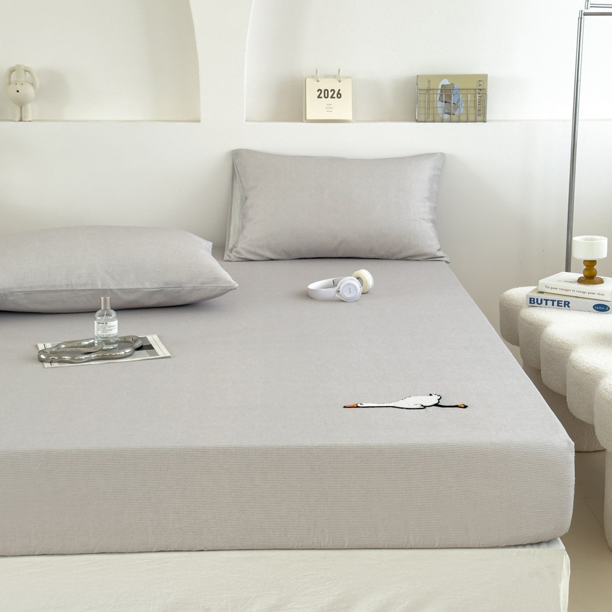 91家纺网 家纺一手货源 找家纺 （总）法芙娜家纺 2025新款全精梳全棉磨毛床笠-躺平鹅