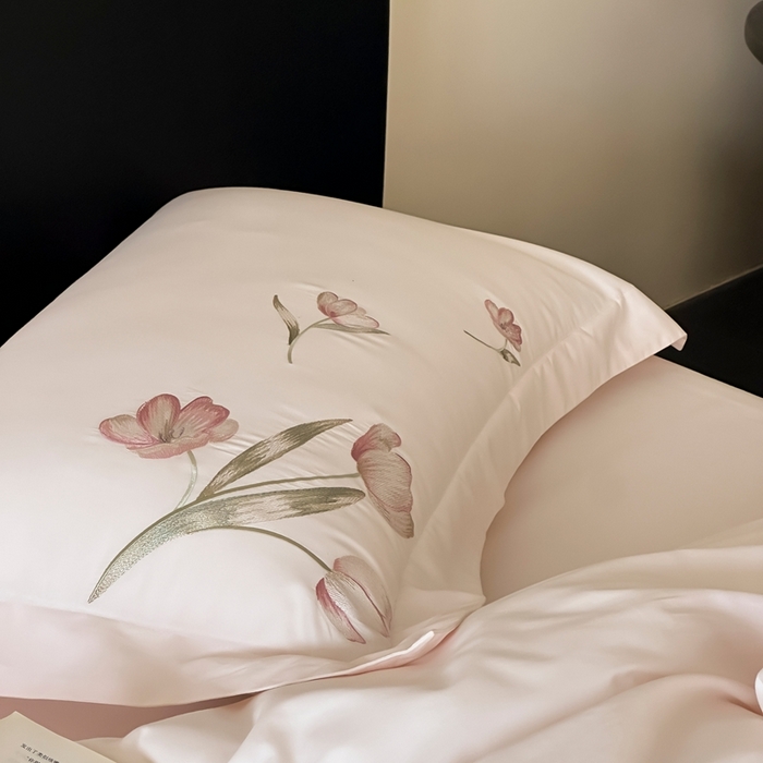 91家纺网 家纺一手货源 找家纺 （总）MIU缪家居 2025新款100支全棉磨毛纯棉刺绣四件套-虞美人（券后控价318）