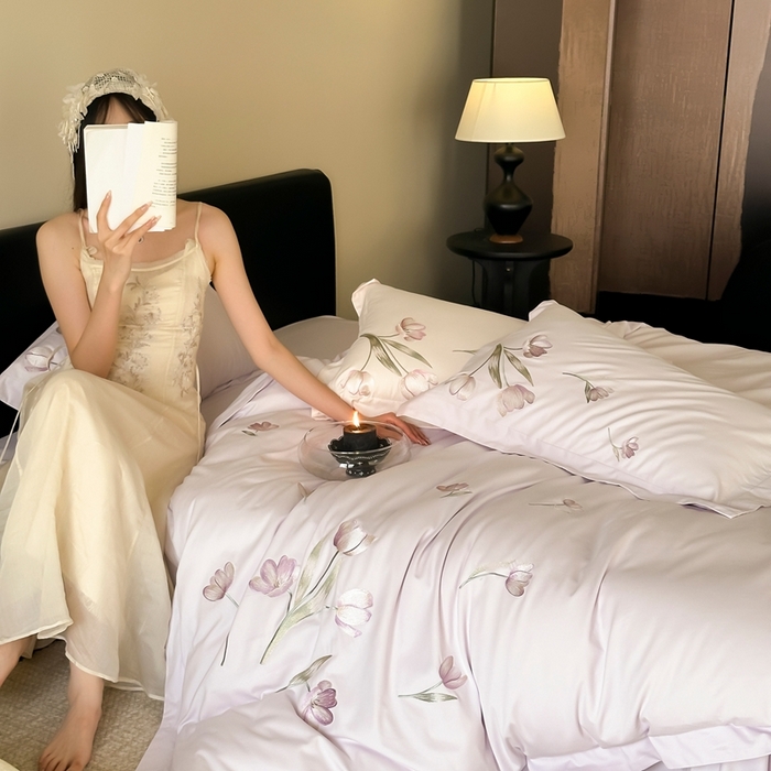 91家纺网 家纺一手货源 找家纺 （总）MIU缪家居 2025新款100支全棉磨毛纯棉刺绣四件套-虞美人（券后控价318）