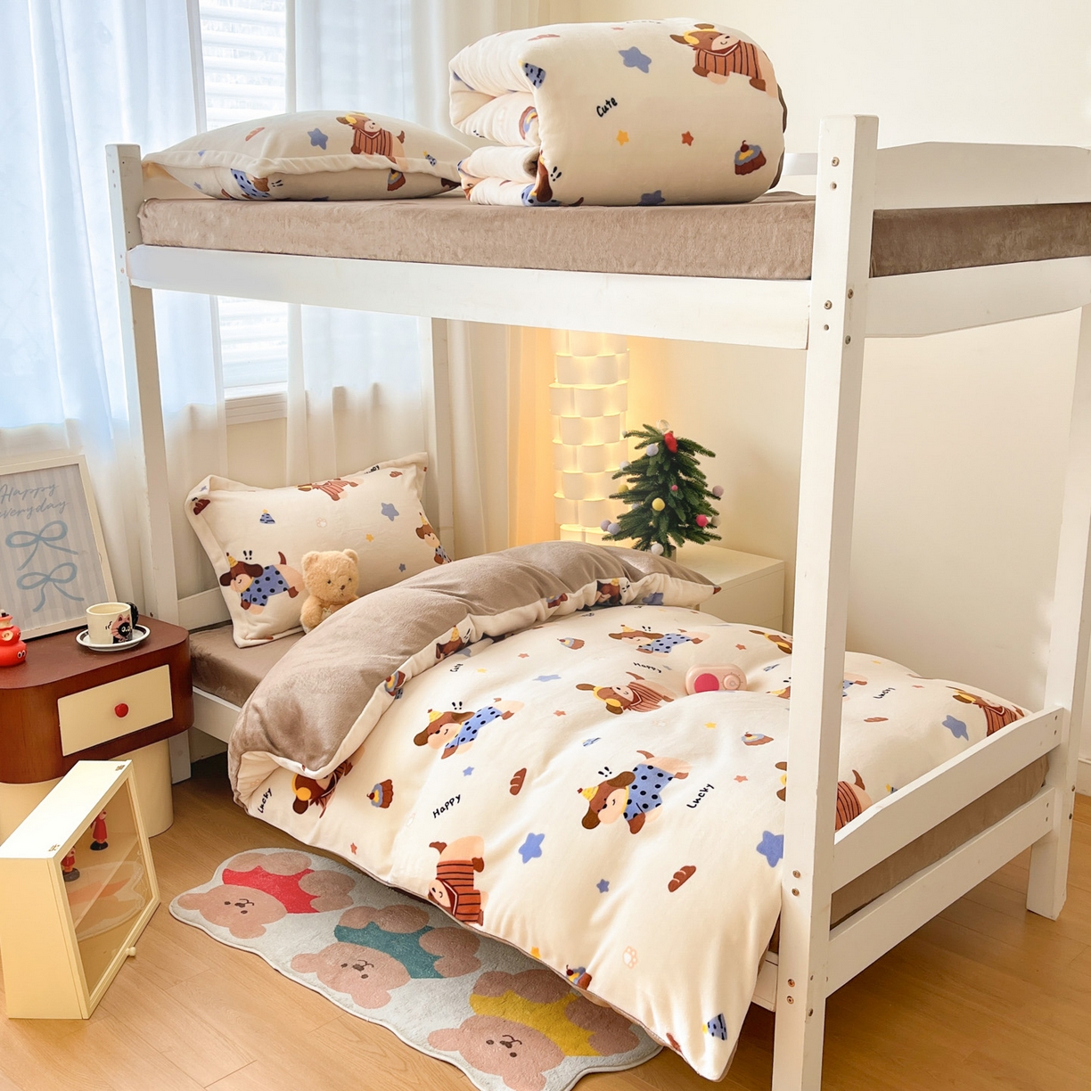 91家纺网 家纺一手货源 找家纺 （总）寻米 2025新款高克重加厚保暖牛奶绒床笠-宿舍图