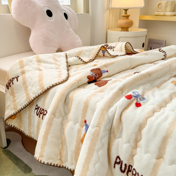 91家纺网 家纺一手货源 找家纺 （总）禧缘家纺（原梦想家） 2025秋冬新款儿童加厚三层夹棉牛奶绒毛毯冬季双面绒保暖盖毯