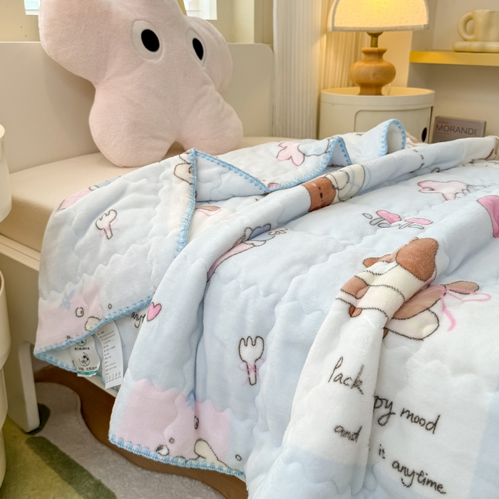 91家纺网 家纺一手货源 找家纺 （总）禧缘家纺（原梦想家） 2025秋冬新款儿童加厚三层夹棉牛奶绒毛毯冬季双面绒保暖盖毯