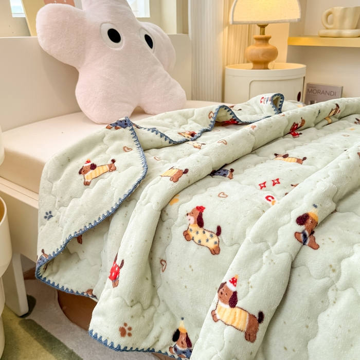 91家纺网 家纺一手货源 找家纺 （总）禧缘家纺（原梦想家） 2025秋冬新款儿童加厚三层夹棉牛奶绒毛毯冬季双面绒保暖盖毯