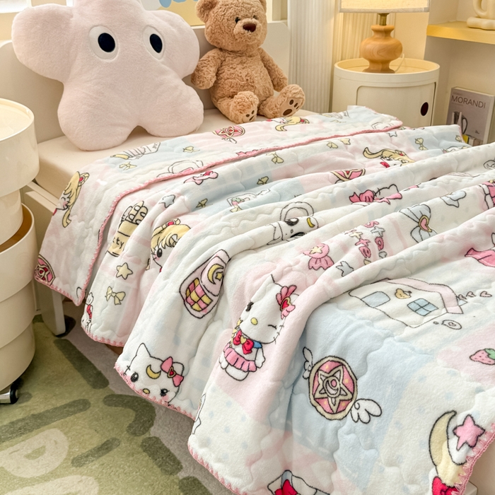 91家纺网 家纺一手货源 找家纺 （总）禧缘家纺（原梦想家） 2025秋冬新款儿童加厚三层夹棉牛奶绒毛毯冬季双面绒保暖盖毯