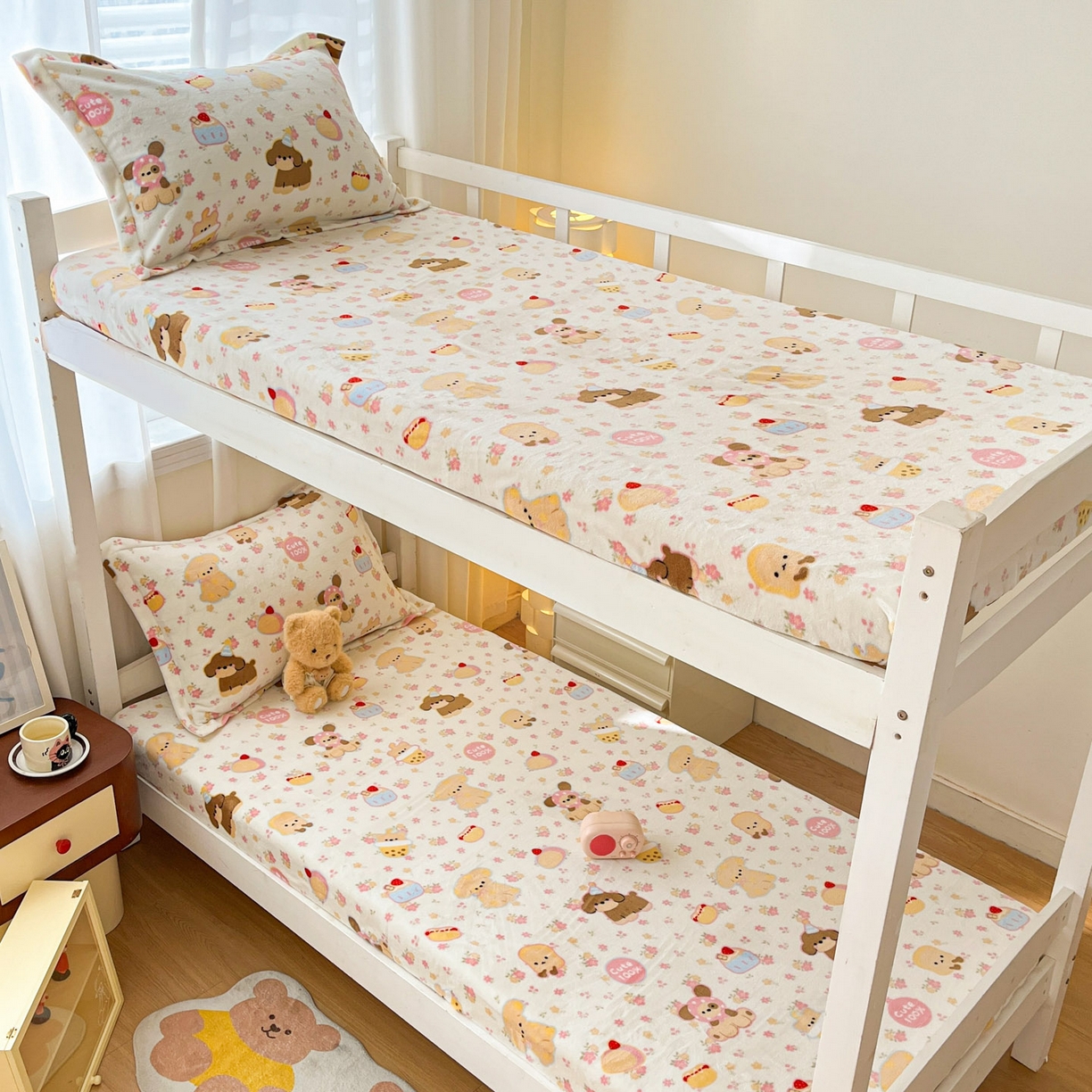 91家纺网 家纺一手货源 找家纺 寻米 2025新款高克重加厚保暖牛奶绒床笠-宿舍图 草莓布丁