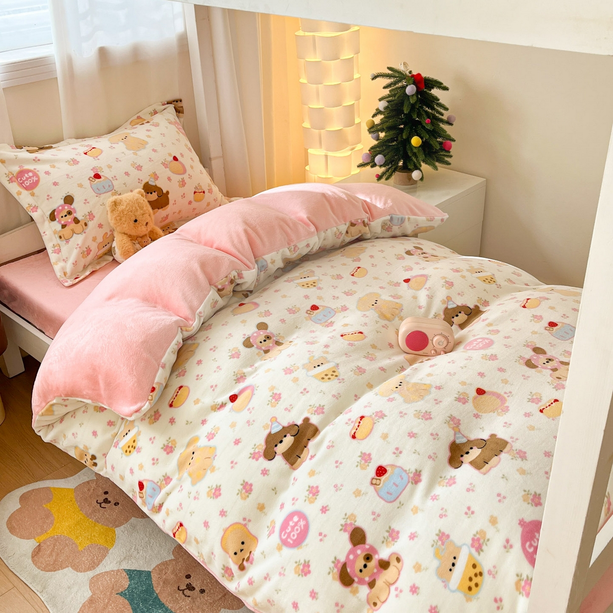 91家纺网 家纺一手货源 找家纺 寻米 2025新款高克重加厚保暖牛奶绒床笠-宿舍图 草莓布丁