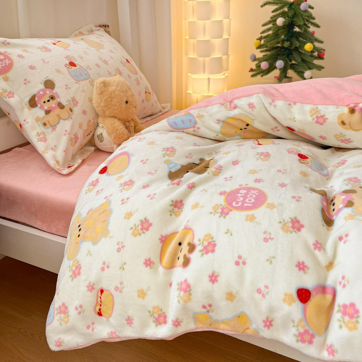 91家纺网 家纺一手货源 找家纺 寻米 2025新款高克重加厚保暖牛奶绒床笠-宿舍图 草莓布丁