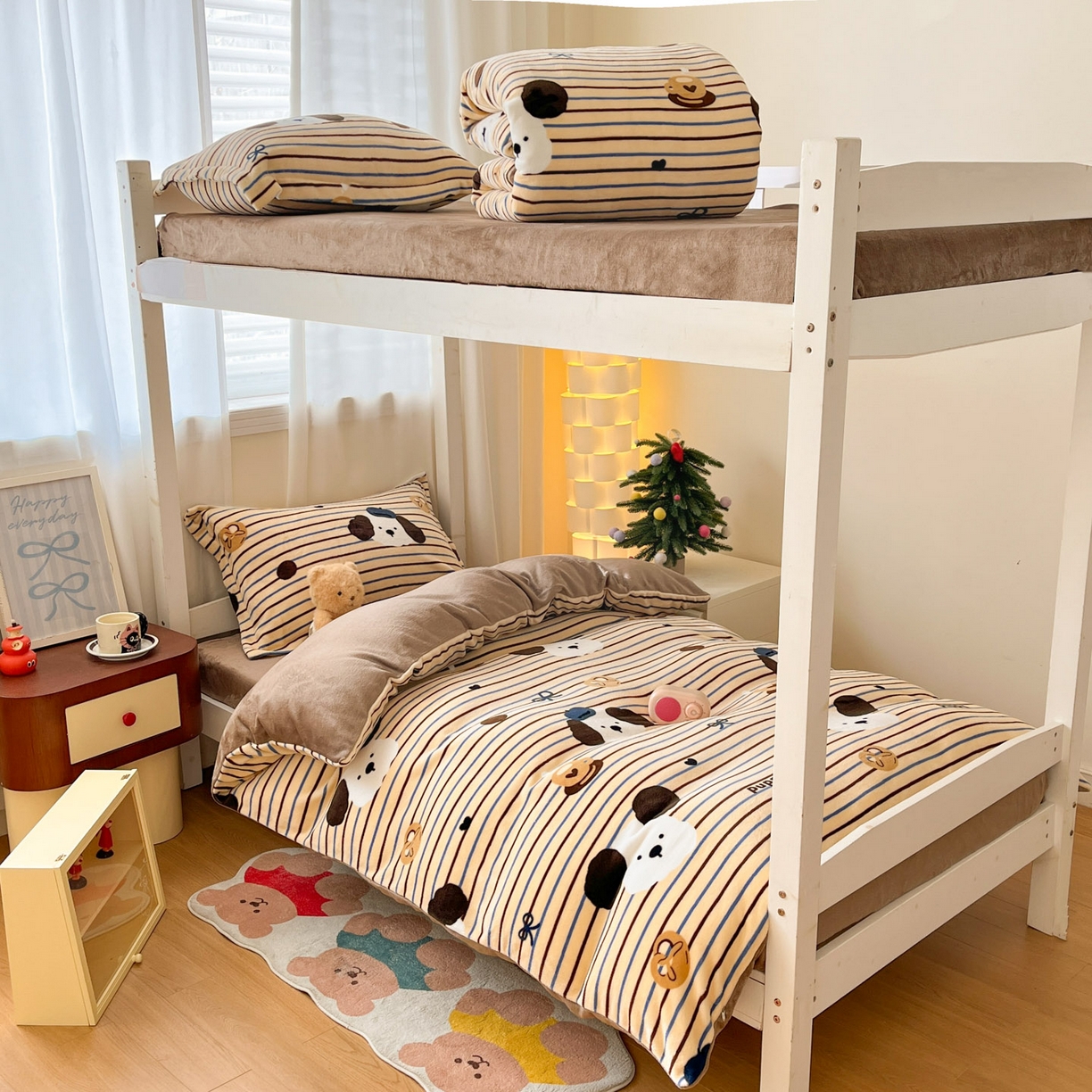 寻米 2025新款高克重加厚保暖牛奶绒床笠-宿舍图 海德堡小狗